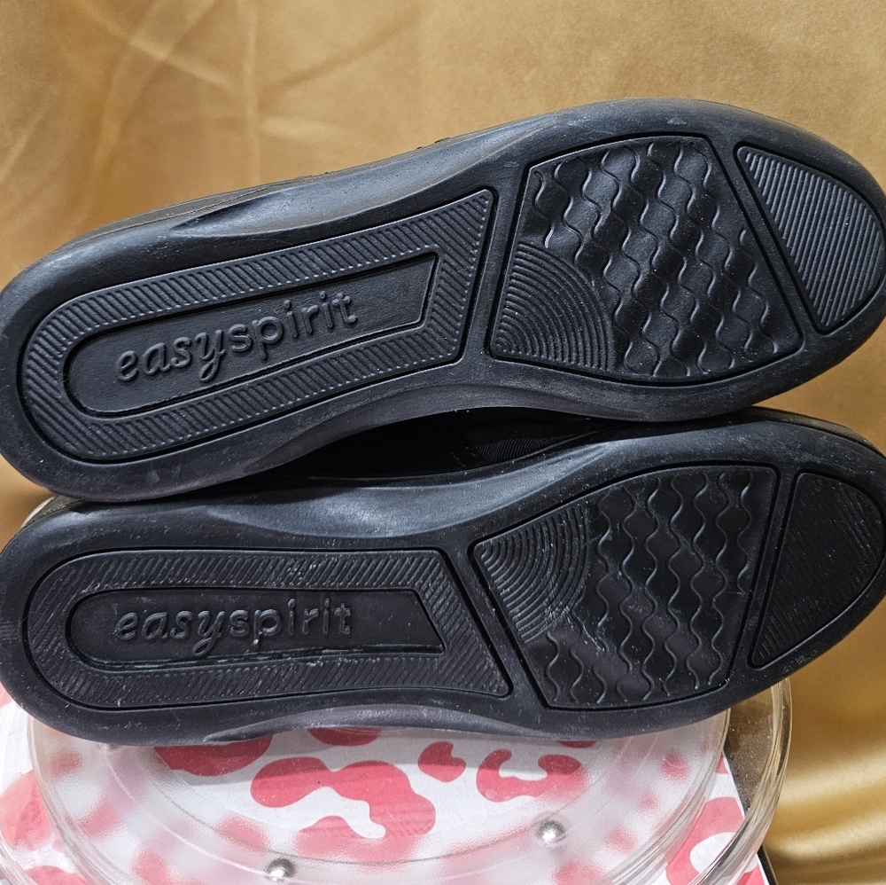 K Easy Spirit Waling Shoes Womens Size 9 Black Leather (Suede) Lace Up On Cue - Picture 5 of 9
